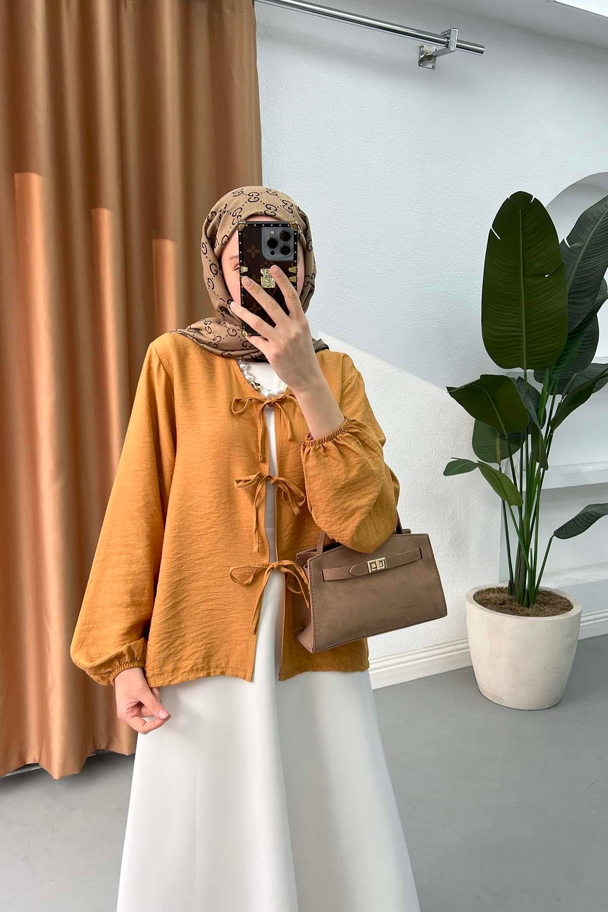 Bağlamalı Bluz Camel