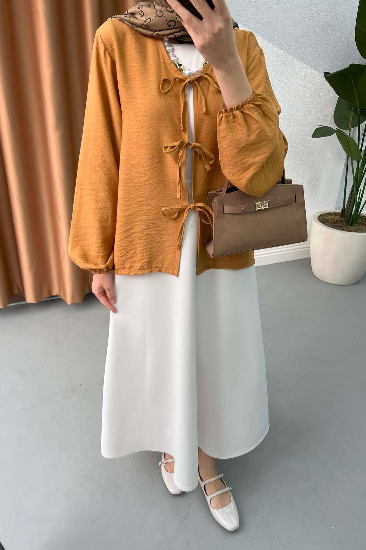 Bağlamalı Bluz Camel