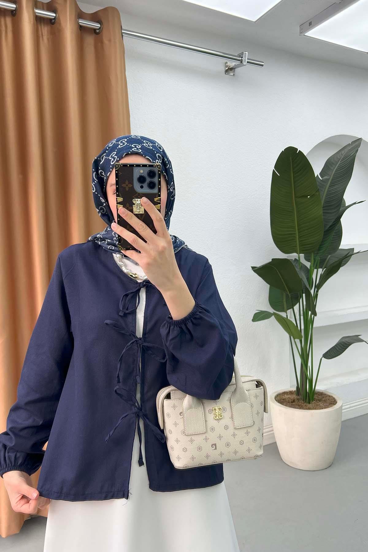 Bağlamalı Bluz Lacivert