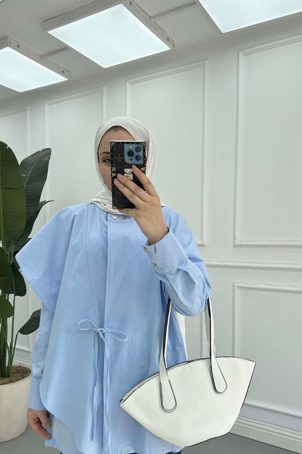Bağlamalı Gömlek Bebe Mavi