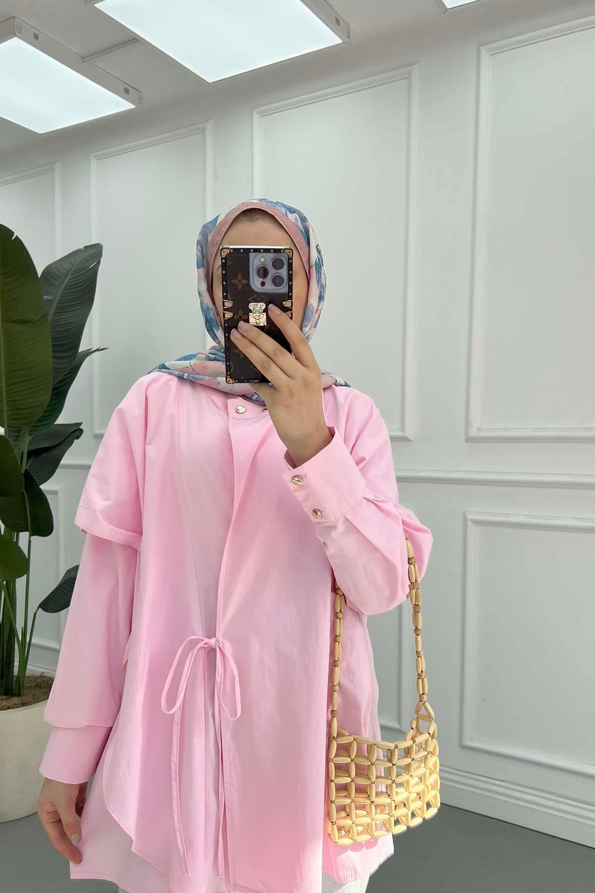 Bağlamalı Gömlek Pembe