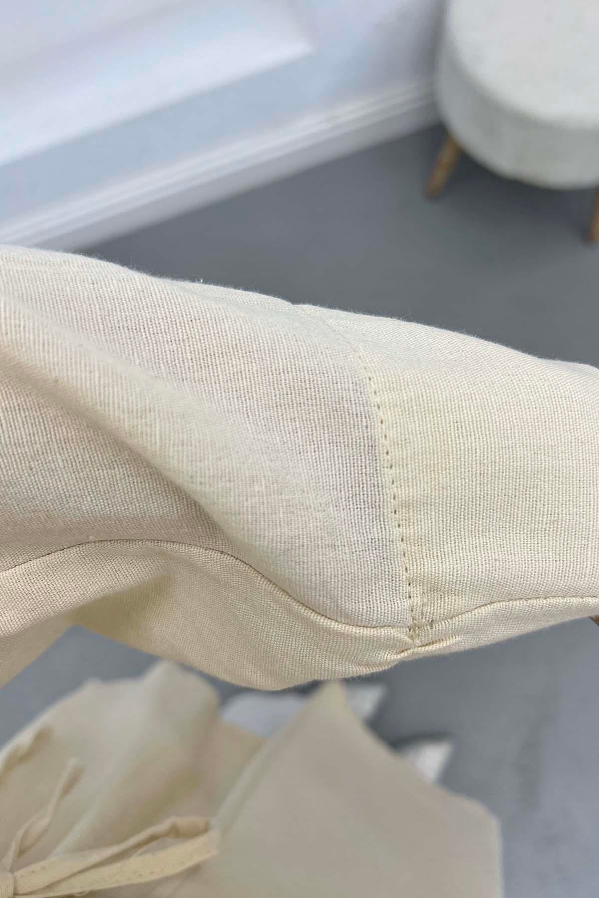 Bağlamalı Keten Kimono Taş