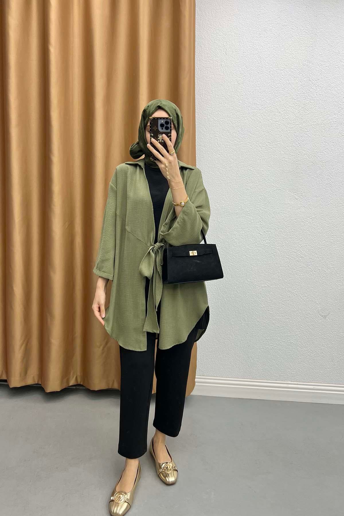 Bağlamalı Kimono Haki