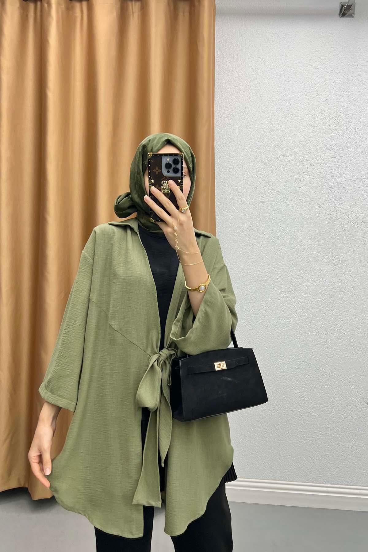 Bağlamalı Kimono Haki
