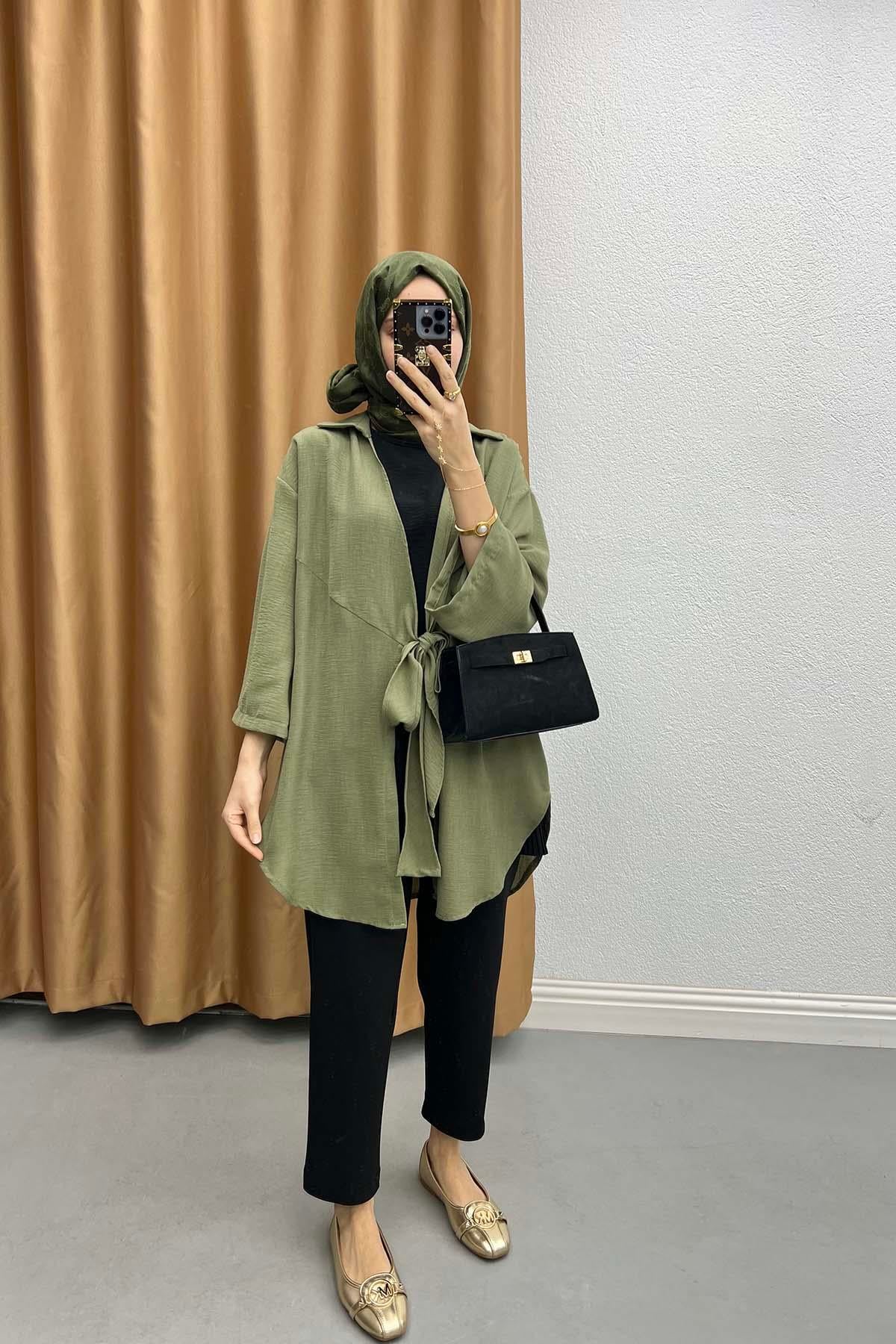 Bağlamalı Kimono Haki