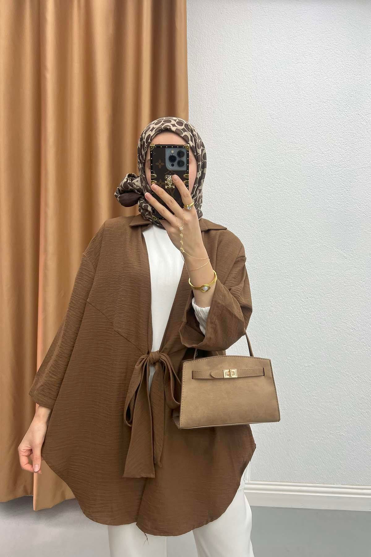 Bağlamalı Kimono Kahve