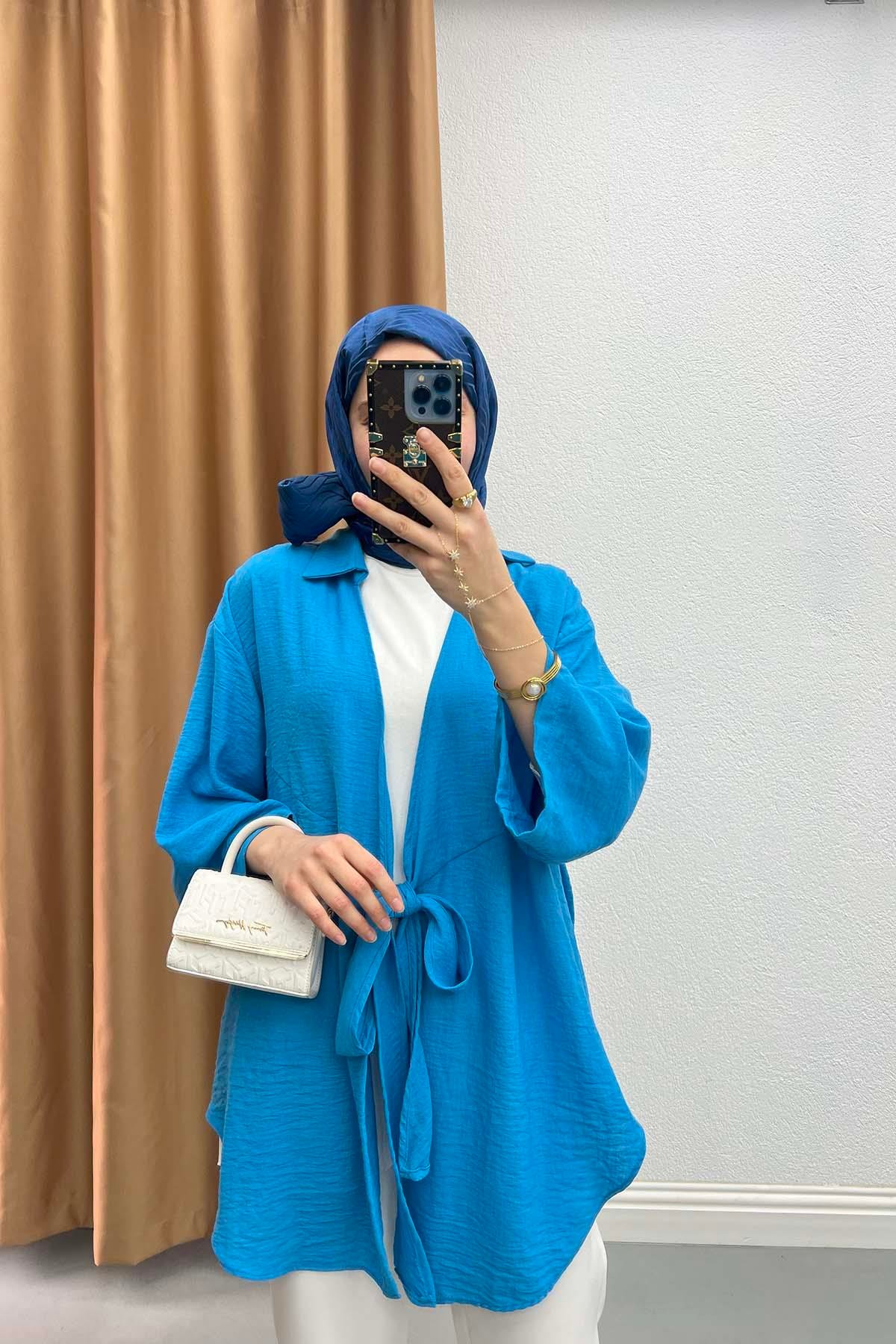Bağlamalı Kimono Mavi