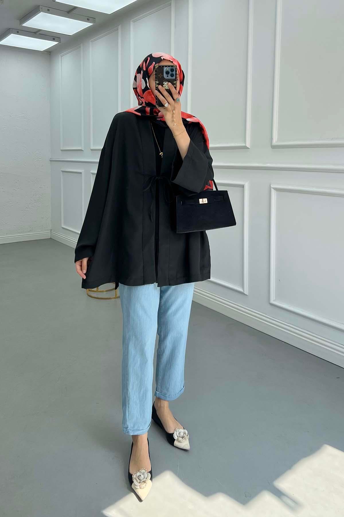 Bağlamalı Kimono Siyah