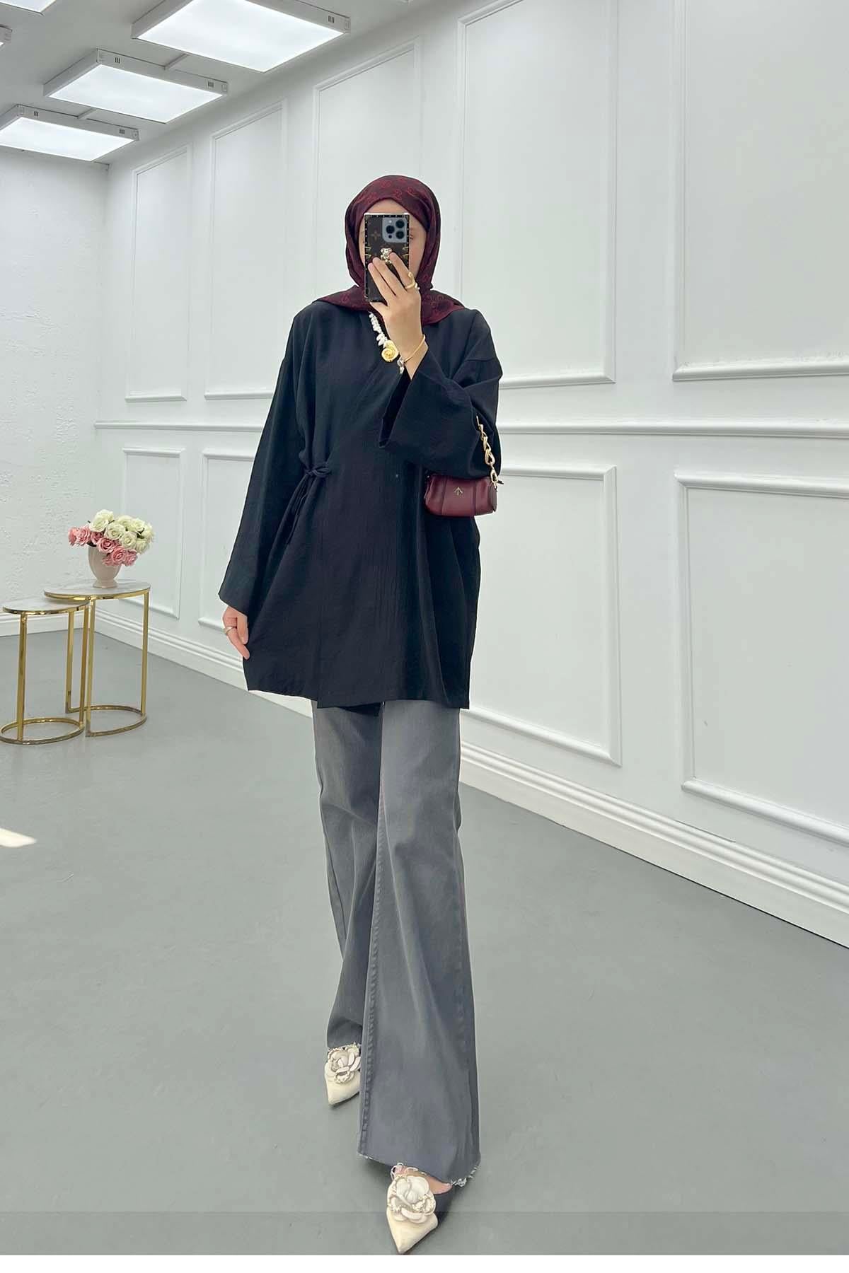 Bağlamalı Kimono Siyah