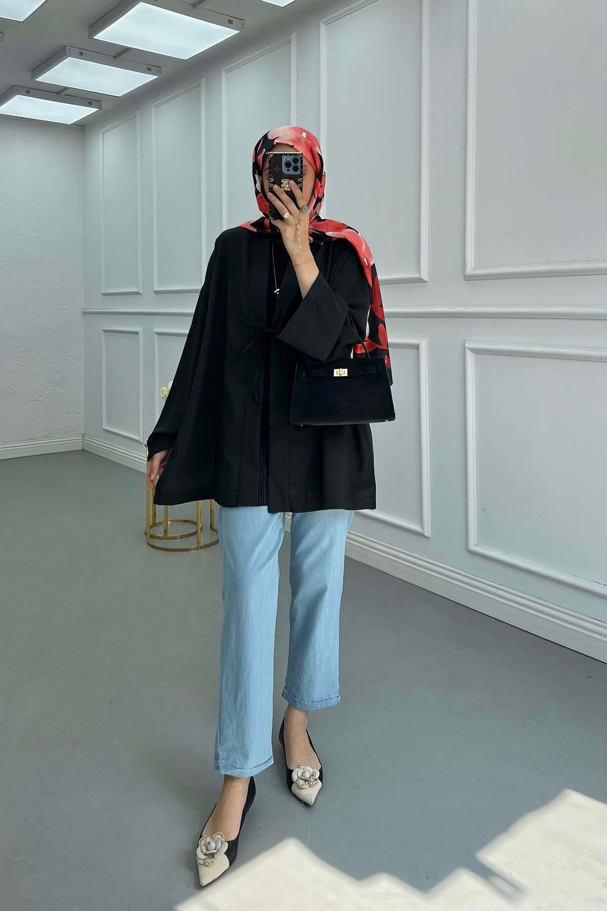 Bağlamalı Kimono Siyah