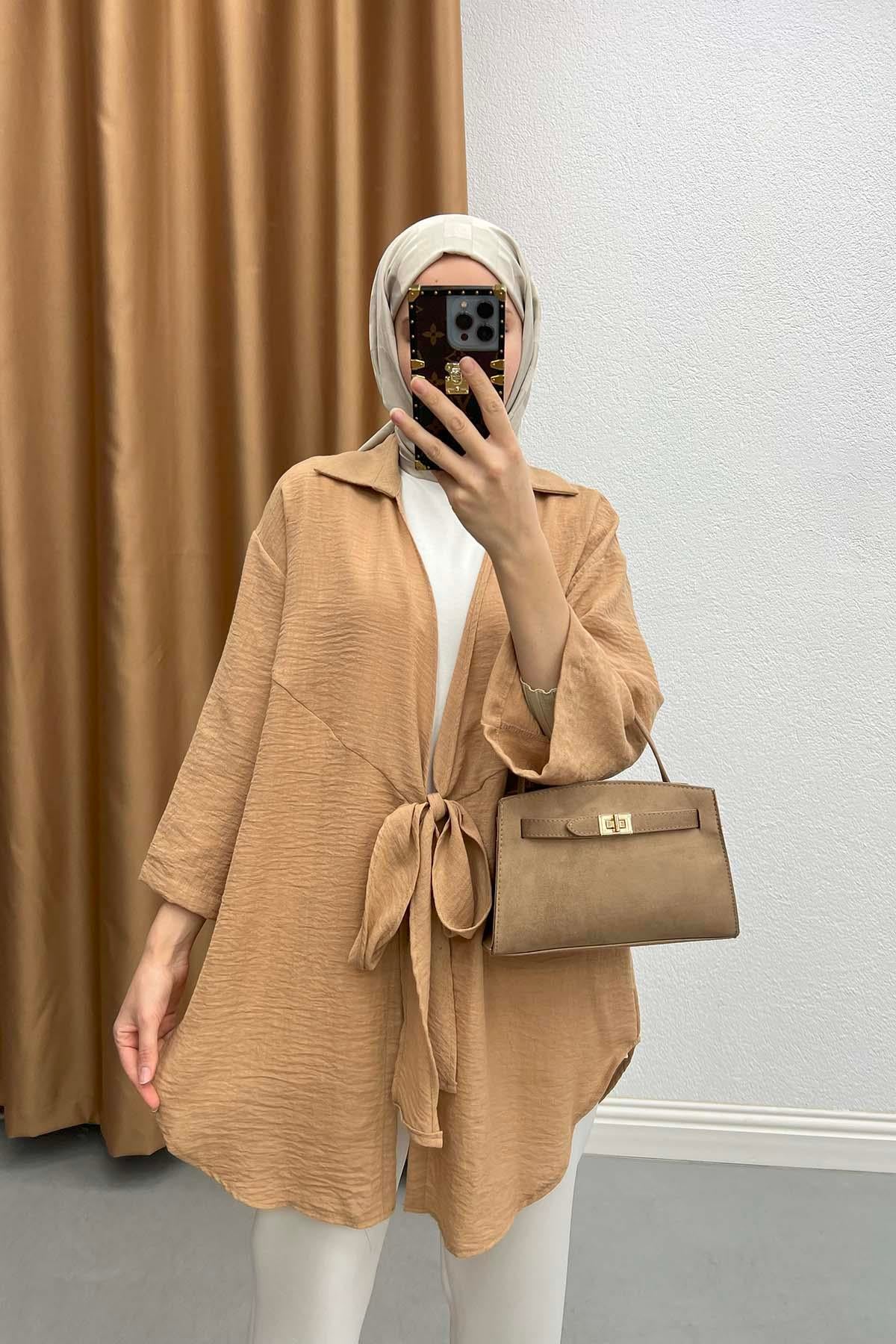 Bağlamalı Kimono Sütlü Kahve