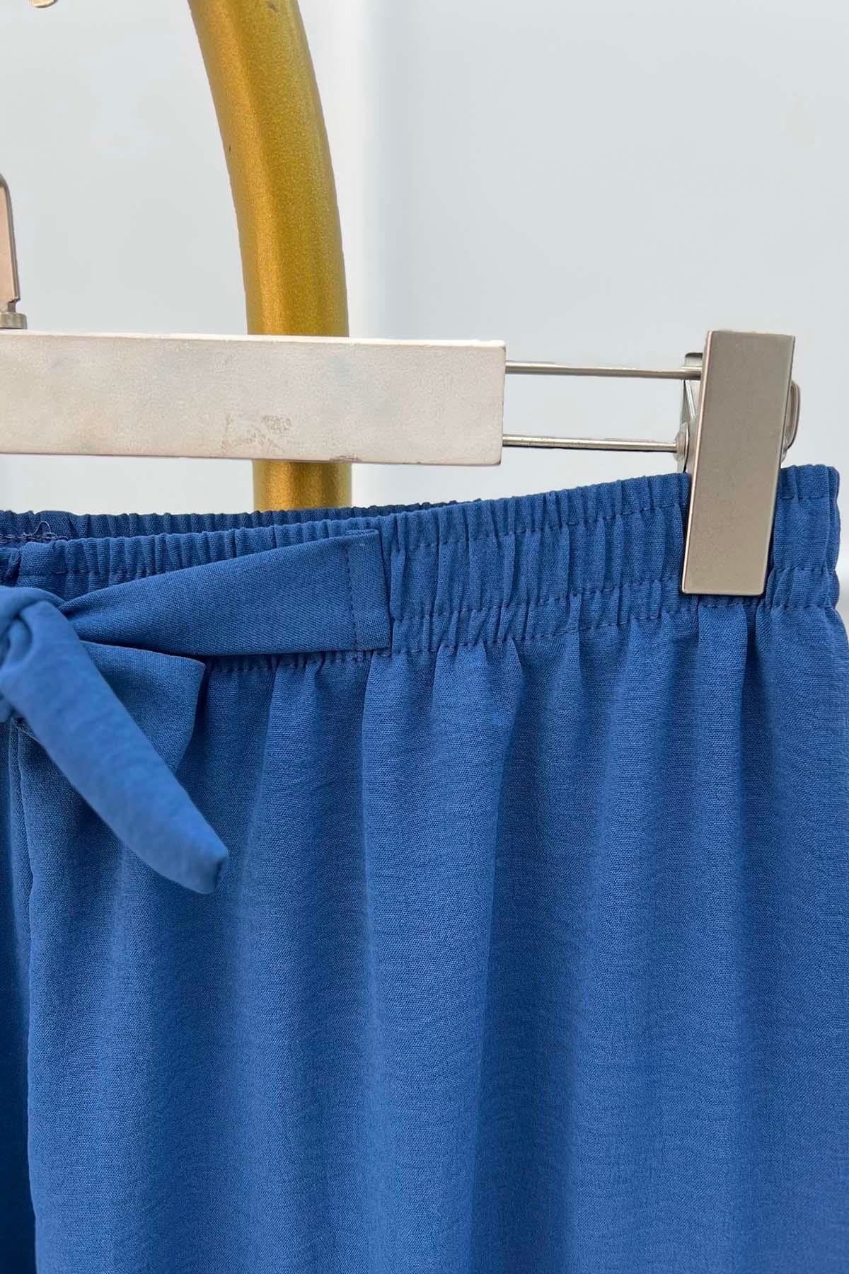 Bağlamalı Pantalon İndigo