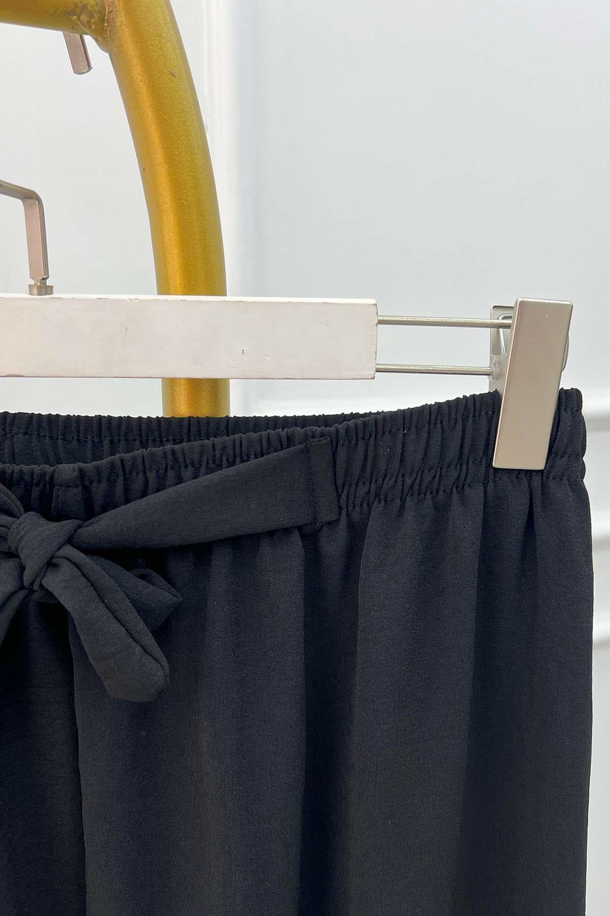 Bağlamalı Pantalon Siyah