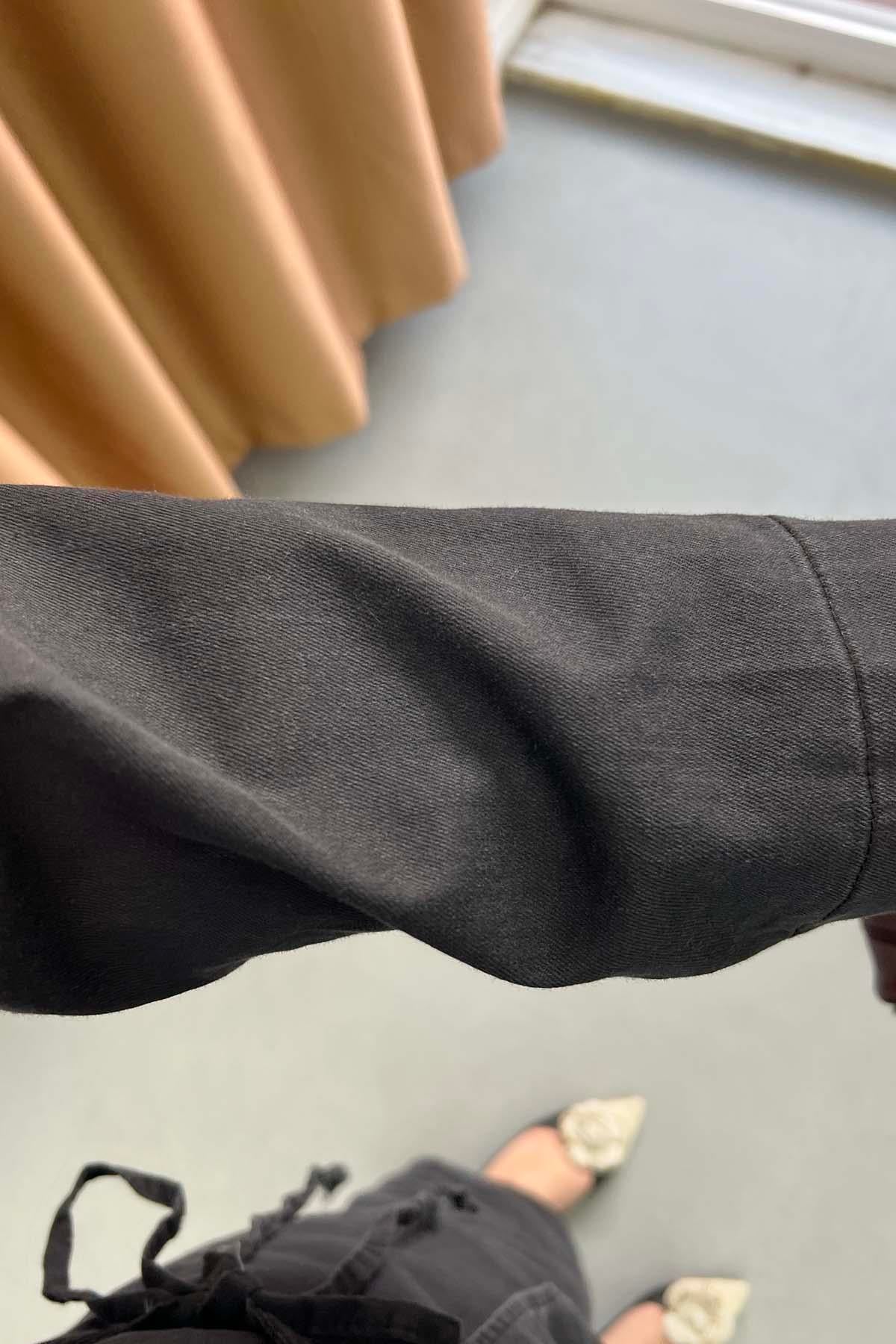Bağlamalı V Yaka Modern Kimono Takım Antrasit
