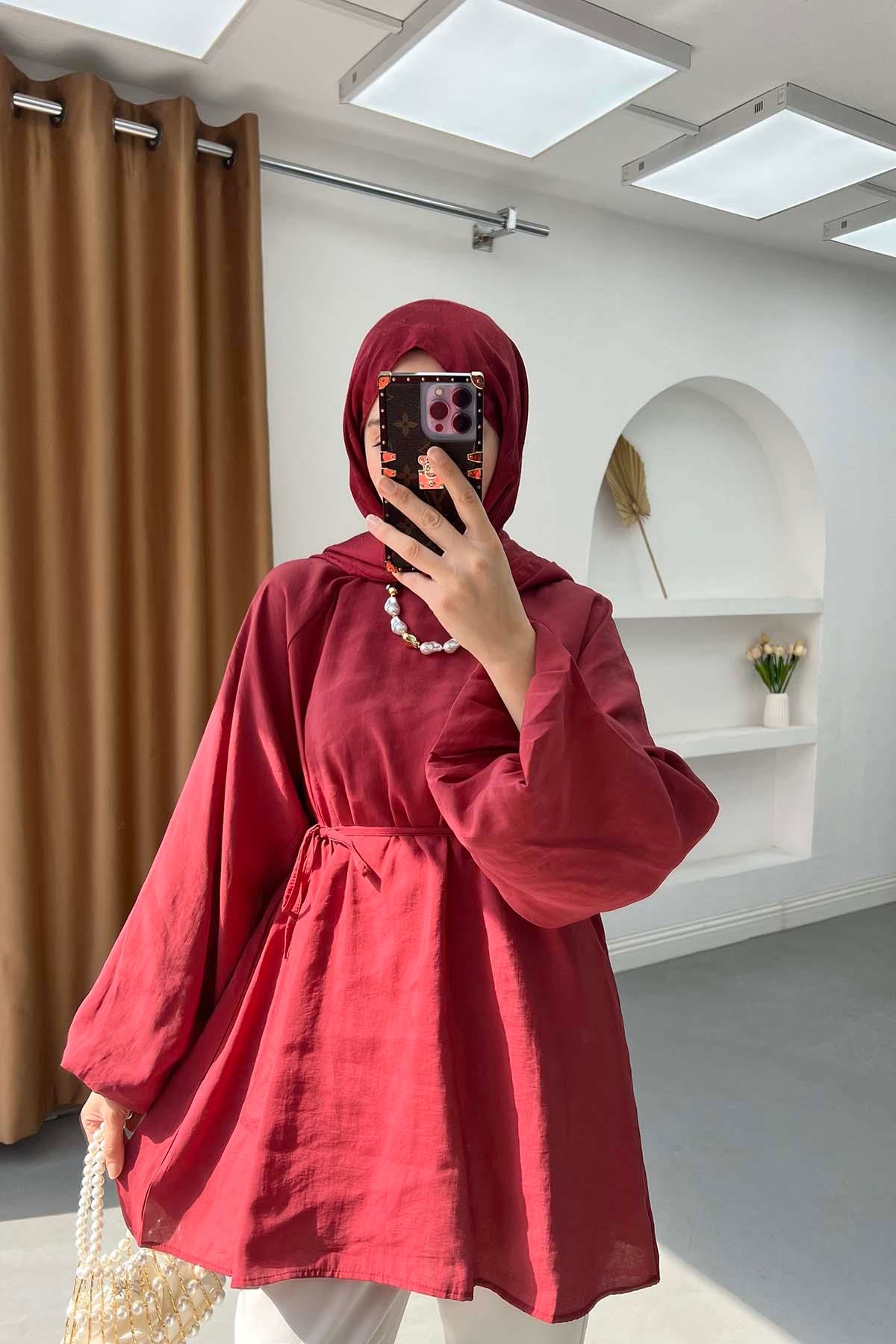 Balon Kol Tunik Bordo