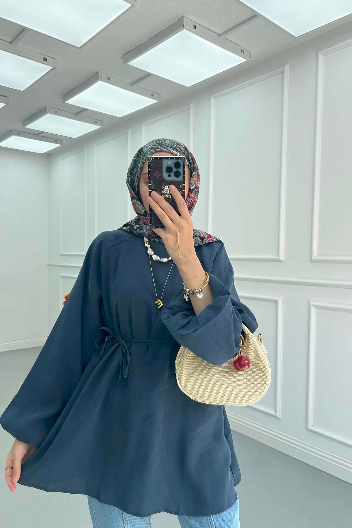 Balon Kol Tunik Lacivert