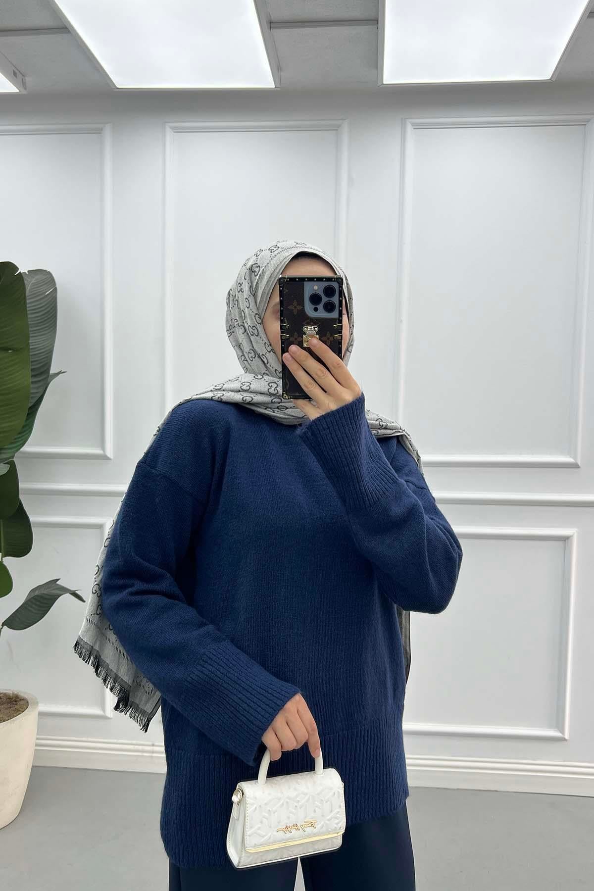 Basic Triko Kazak Lacivert