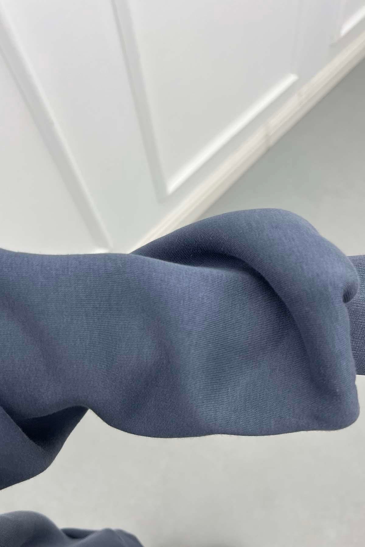 Basic Üç İplik Şardonlu Sweat Sisli Mavi