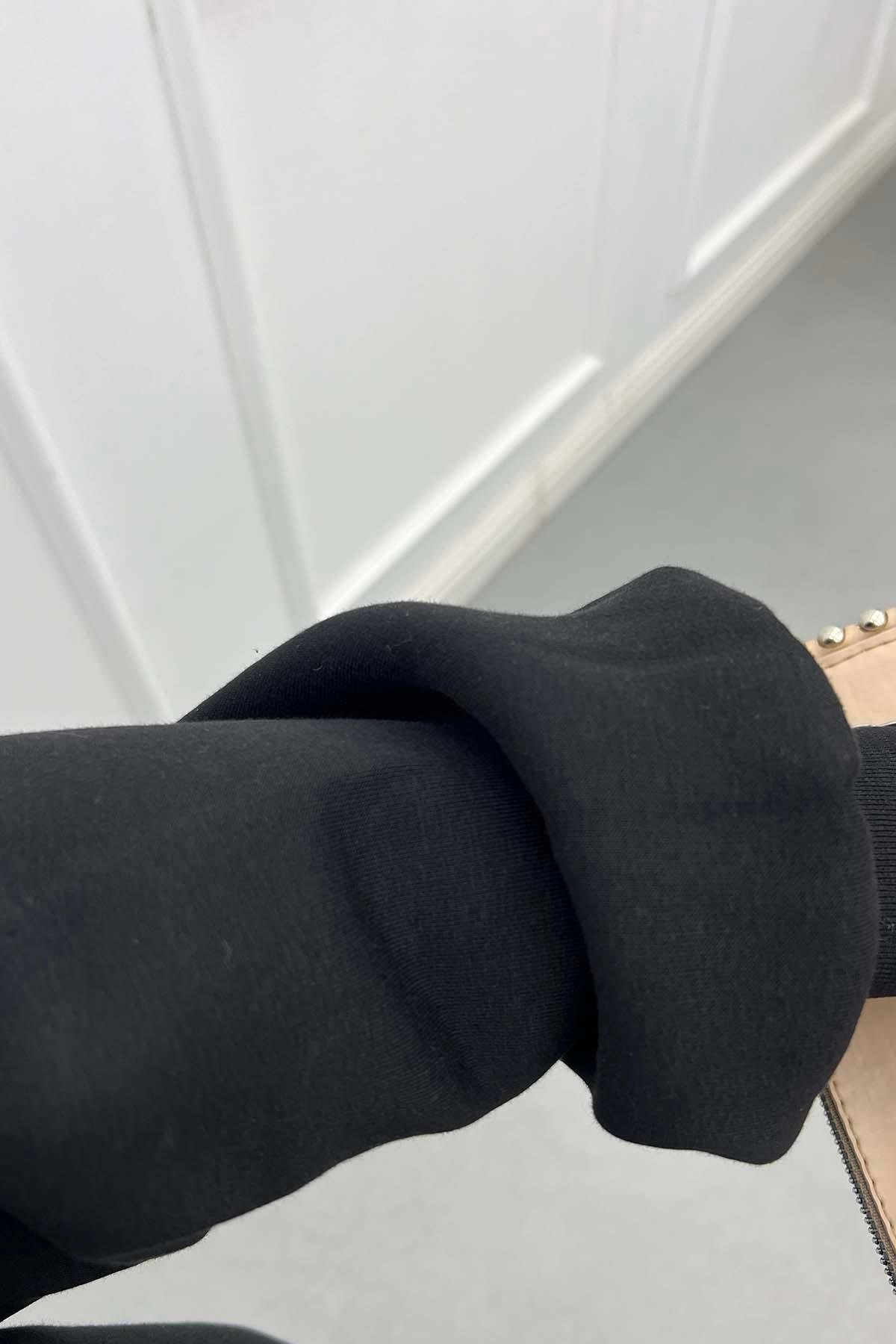 Basic Üç İplik Şardonlu Sweat Siyah