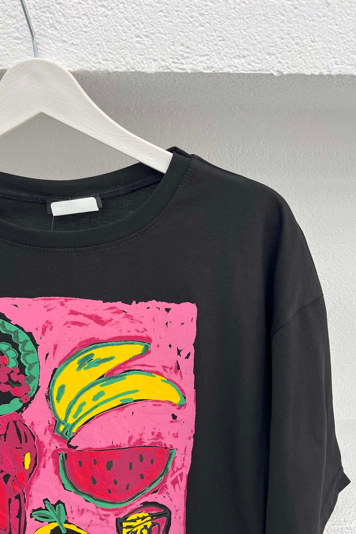 Baskılı T-Shirt Siyah