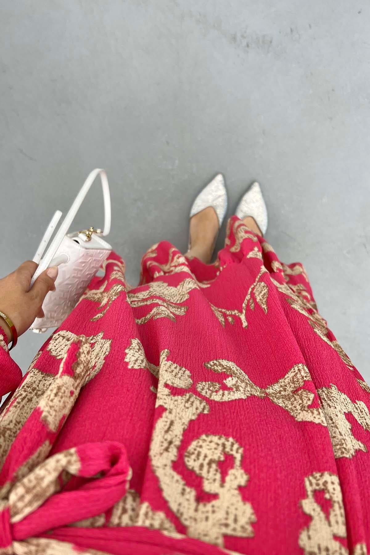 Batik Desen Elbise Fuşya