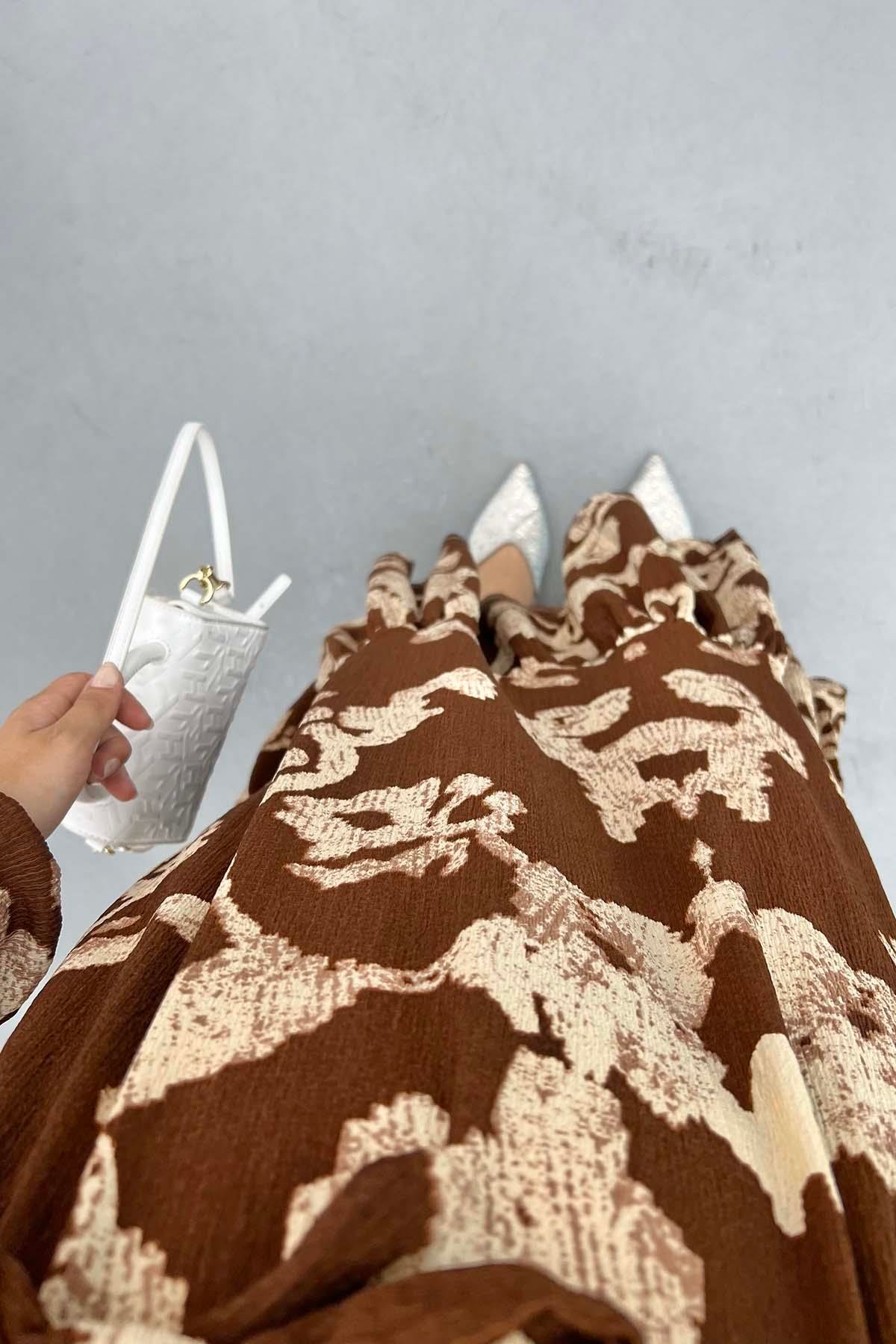 Batik Desen Elbise Kahve