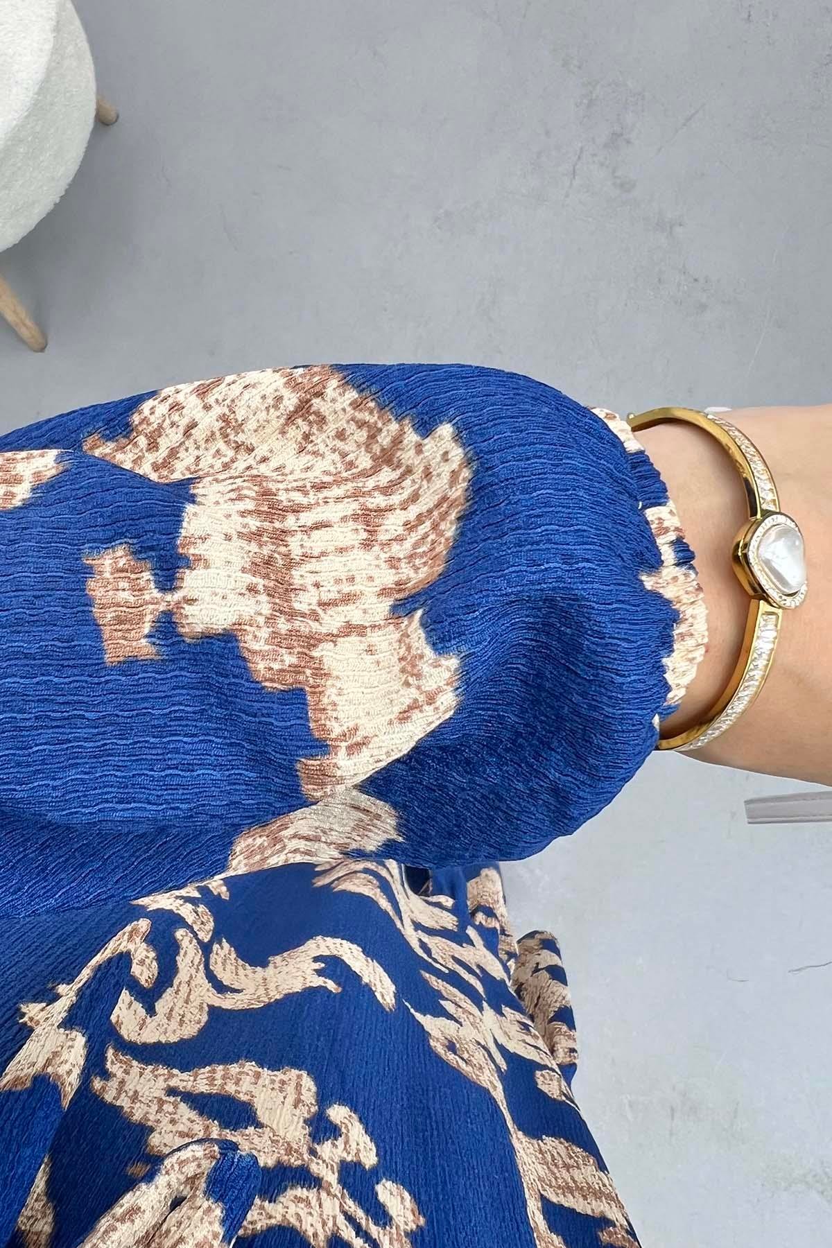 Batik Desen Elbise Lacivert