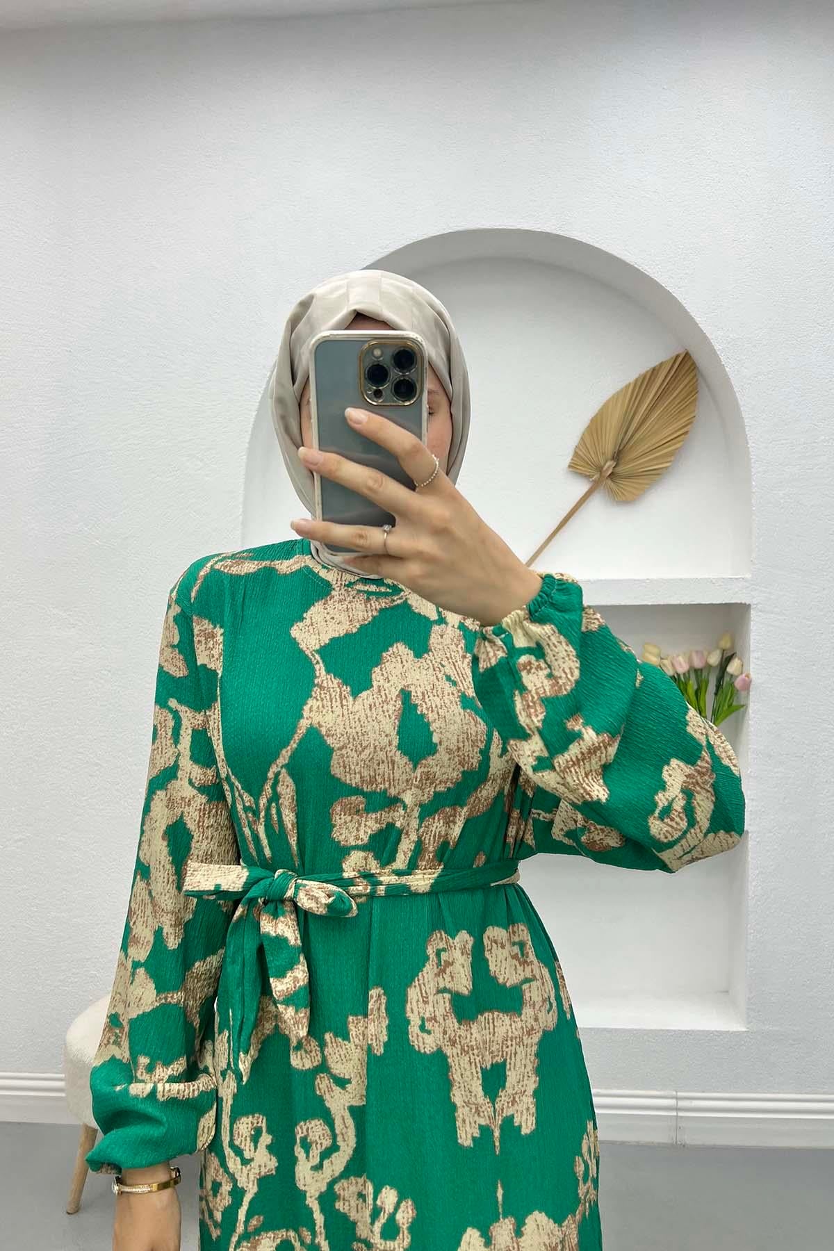 Batik Desen Elbise Yeşil