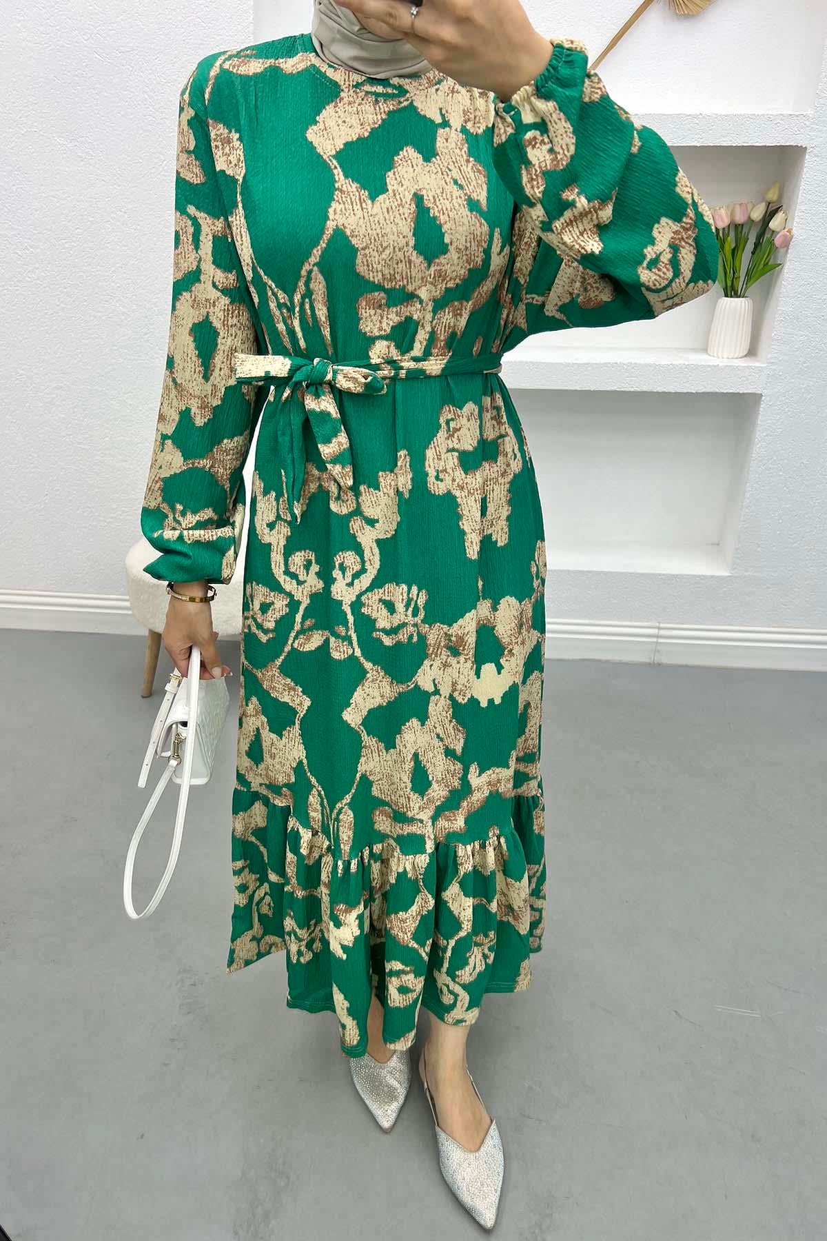 Batik Desen Elbise Yeşil
