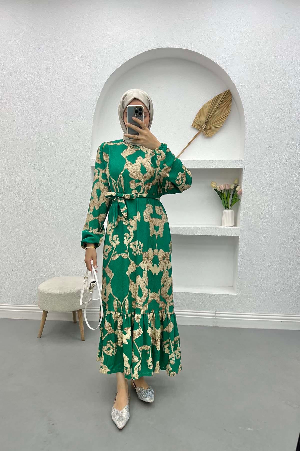 Batik Desen Elbise Yeşil