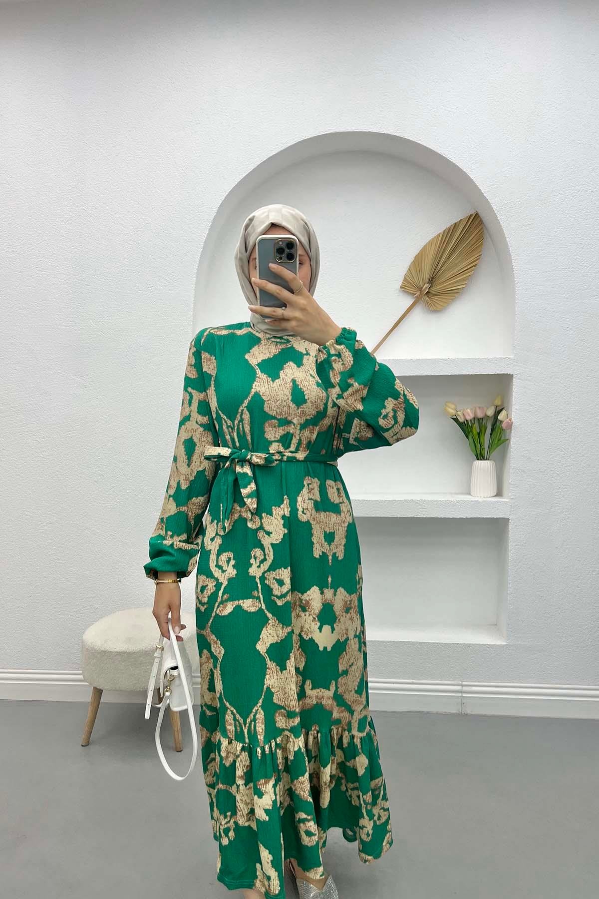Batik Desen Elbise Yeşil