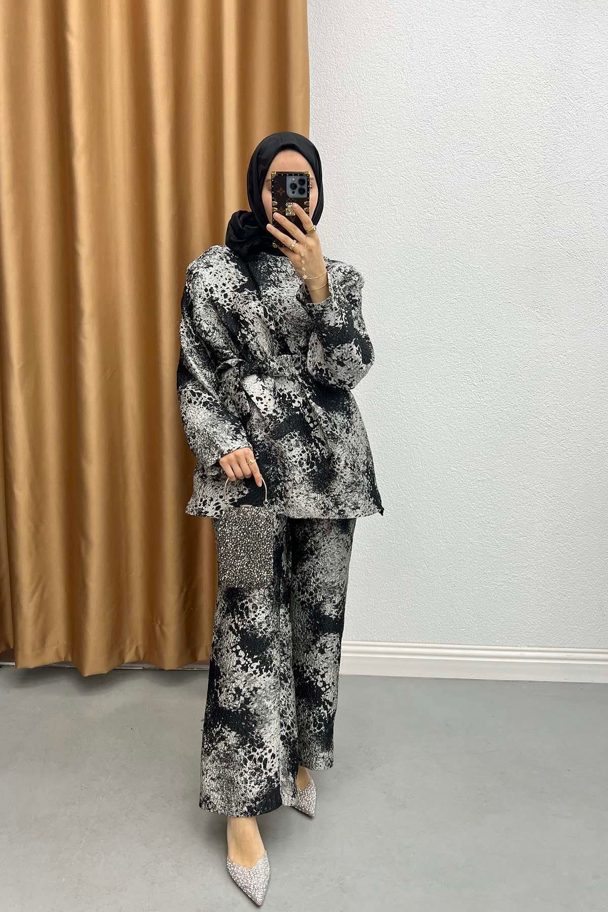 Batik Desen Jakarlı Takım Siyah