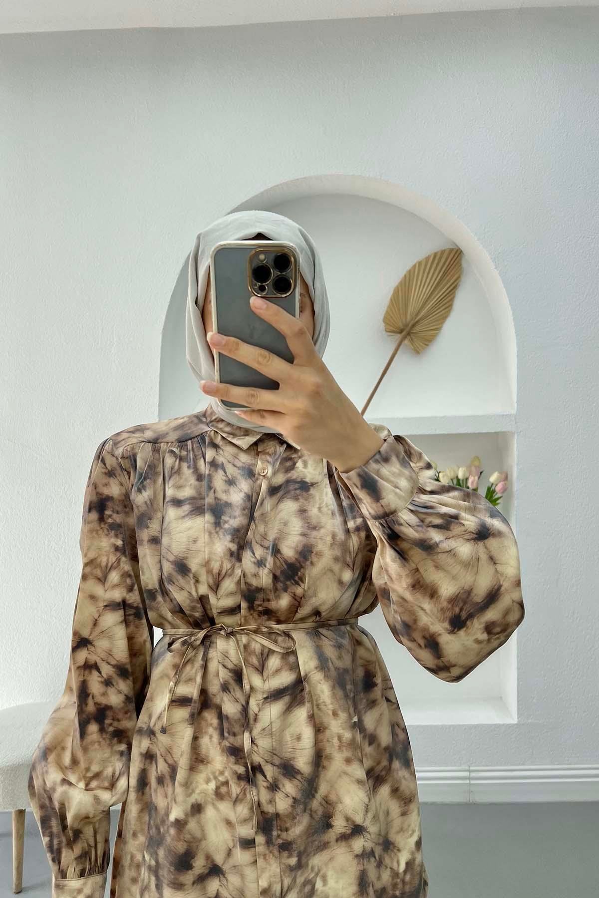 Batik Desen Parlak Bluz Kahve