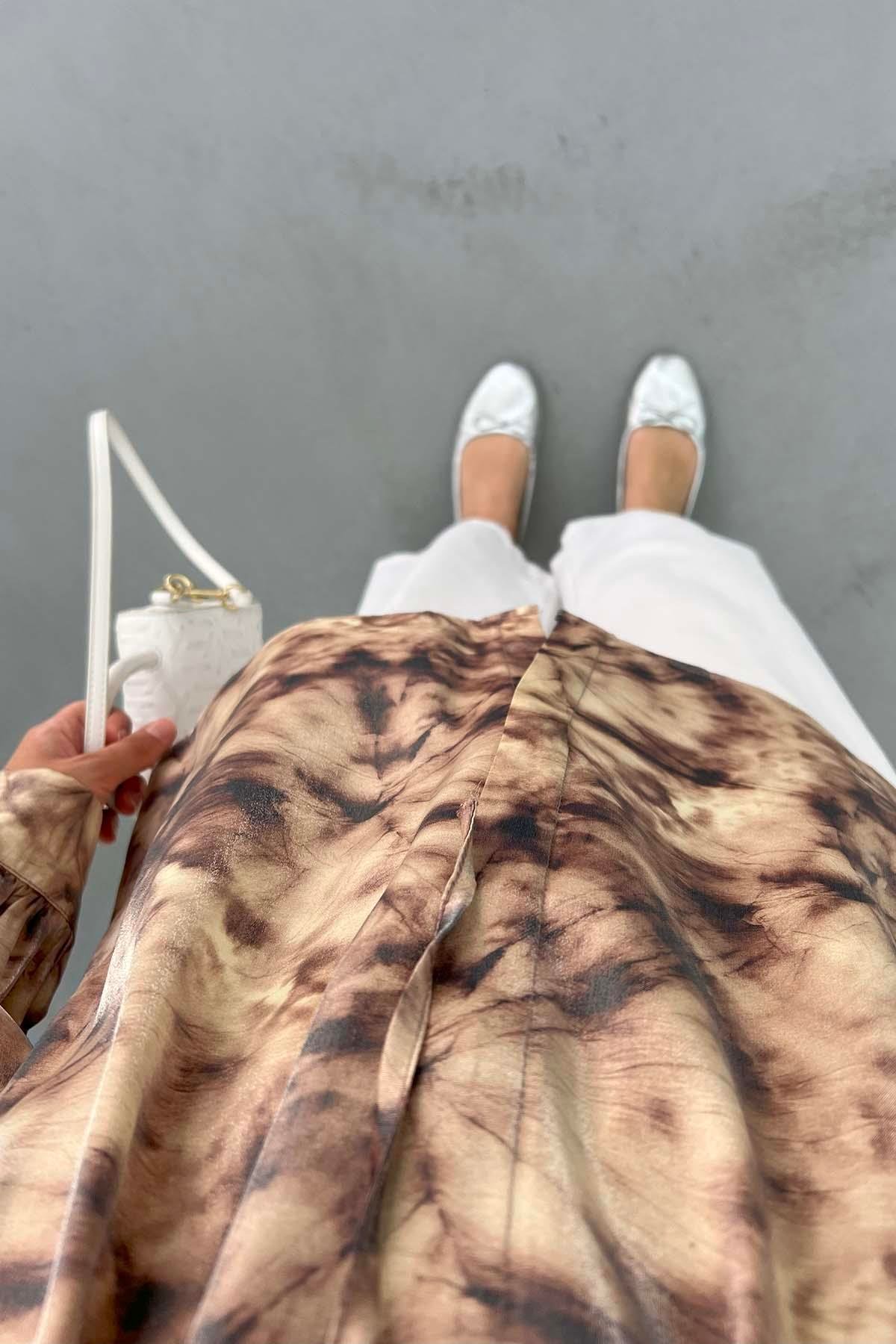 Batik Desen Parlak Bluz Kahve