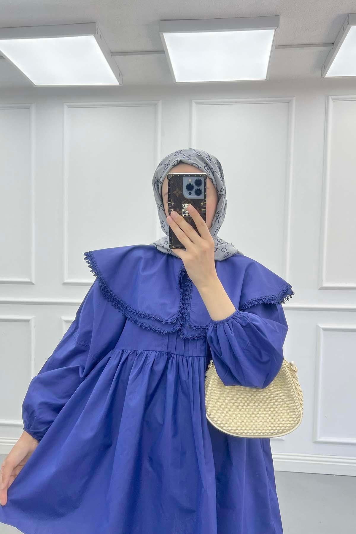 Bebe Yaka Balon Kol Tunik Lacivert