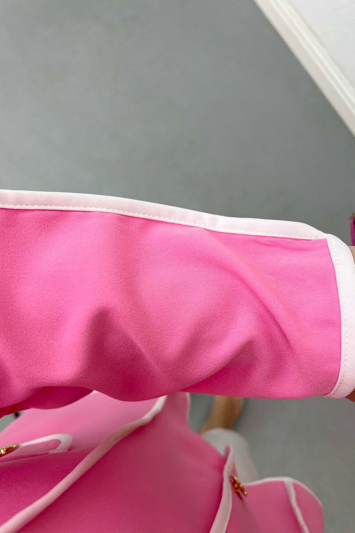 Bebe Yaka Biyeli Ceket Pembe