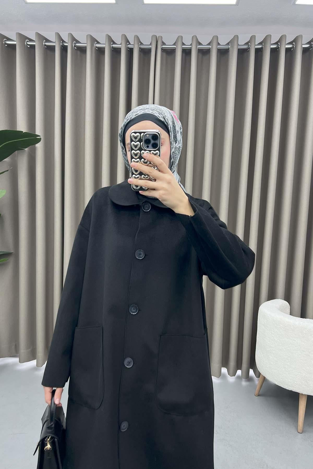 Bebe Yaka Cepli Kaban Siyah