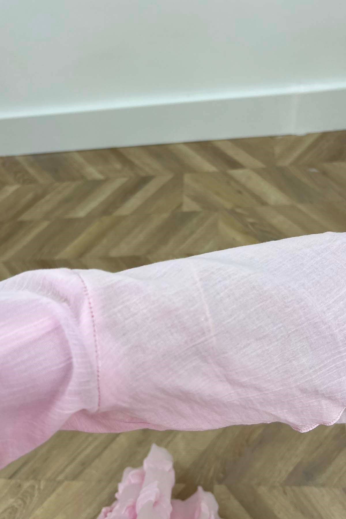 Bebek Yakalı Volanlı Uzun Elbise Pembe