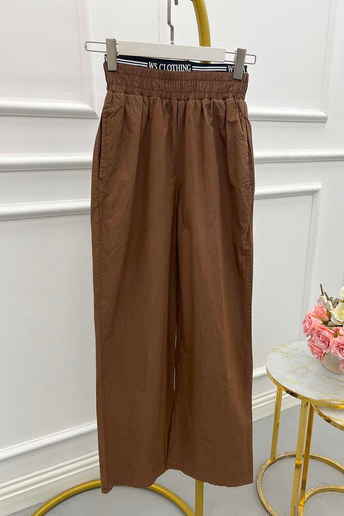 Bel Detaylı Pantalon Kahve