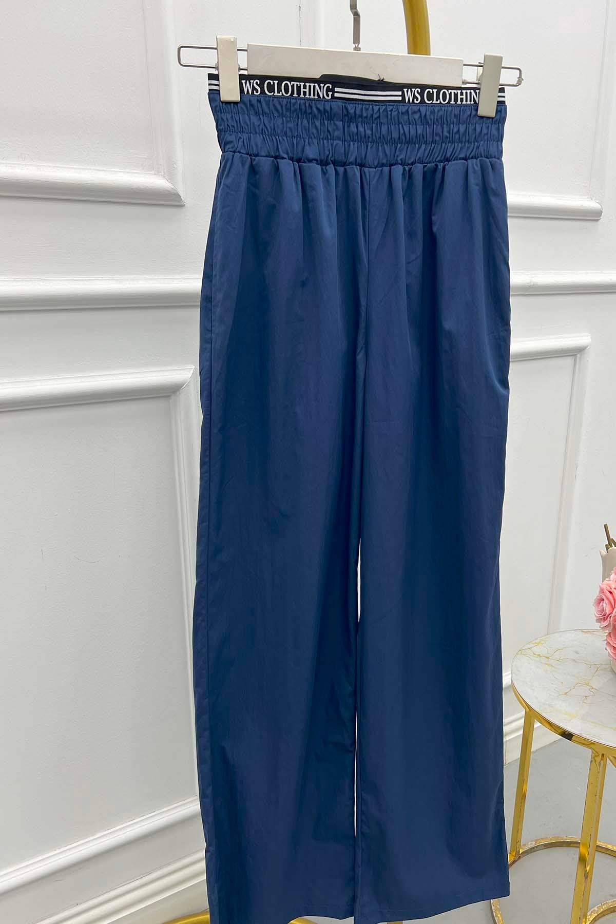 Bel Detaylı Pantalon Lacivert