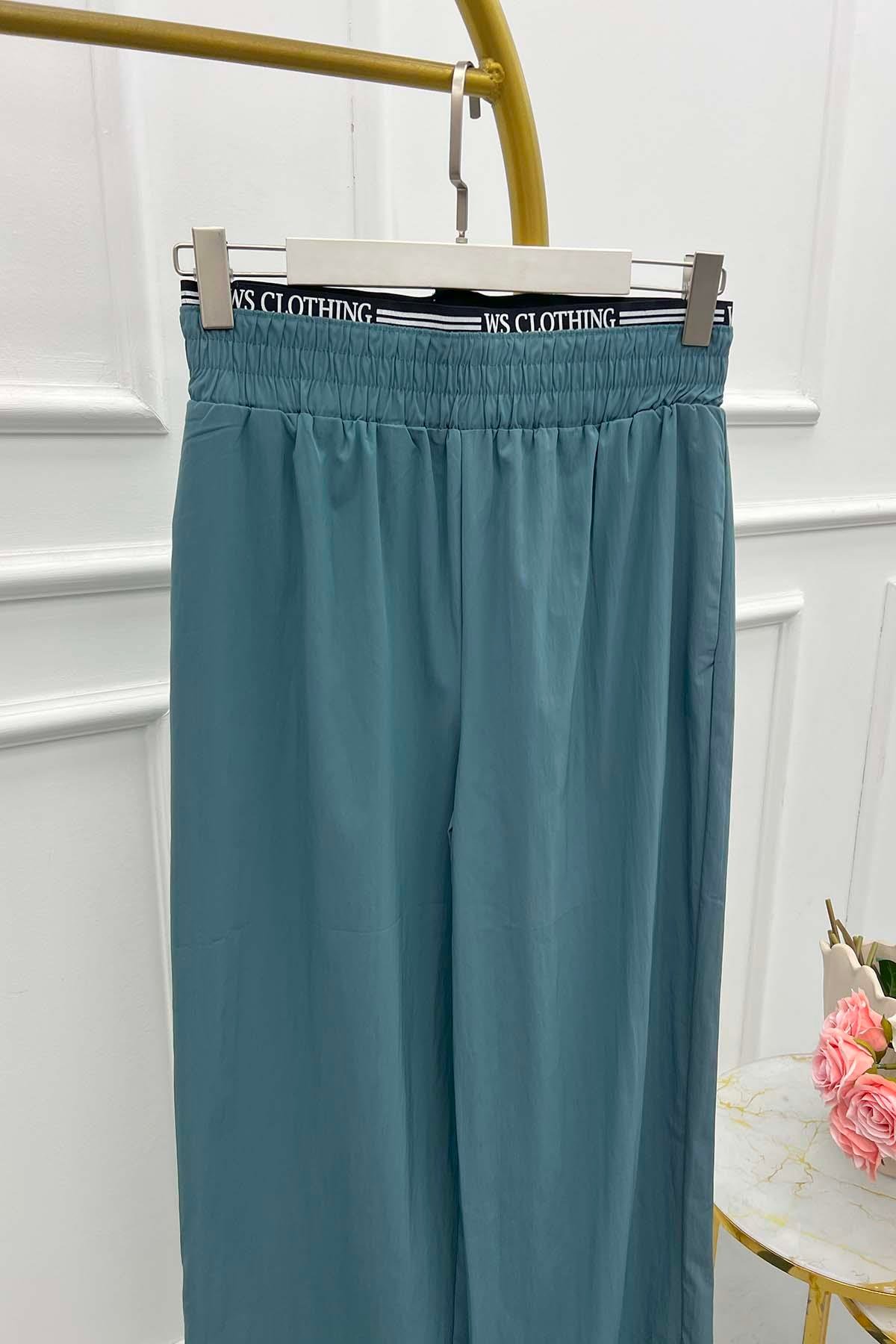 Bel Detaylı Pantalon Petrol Mavisi
