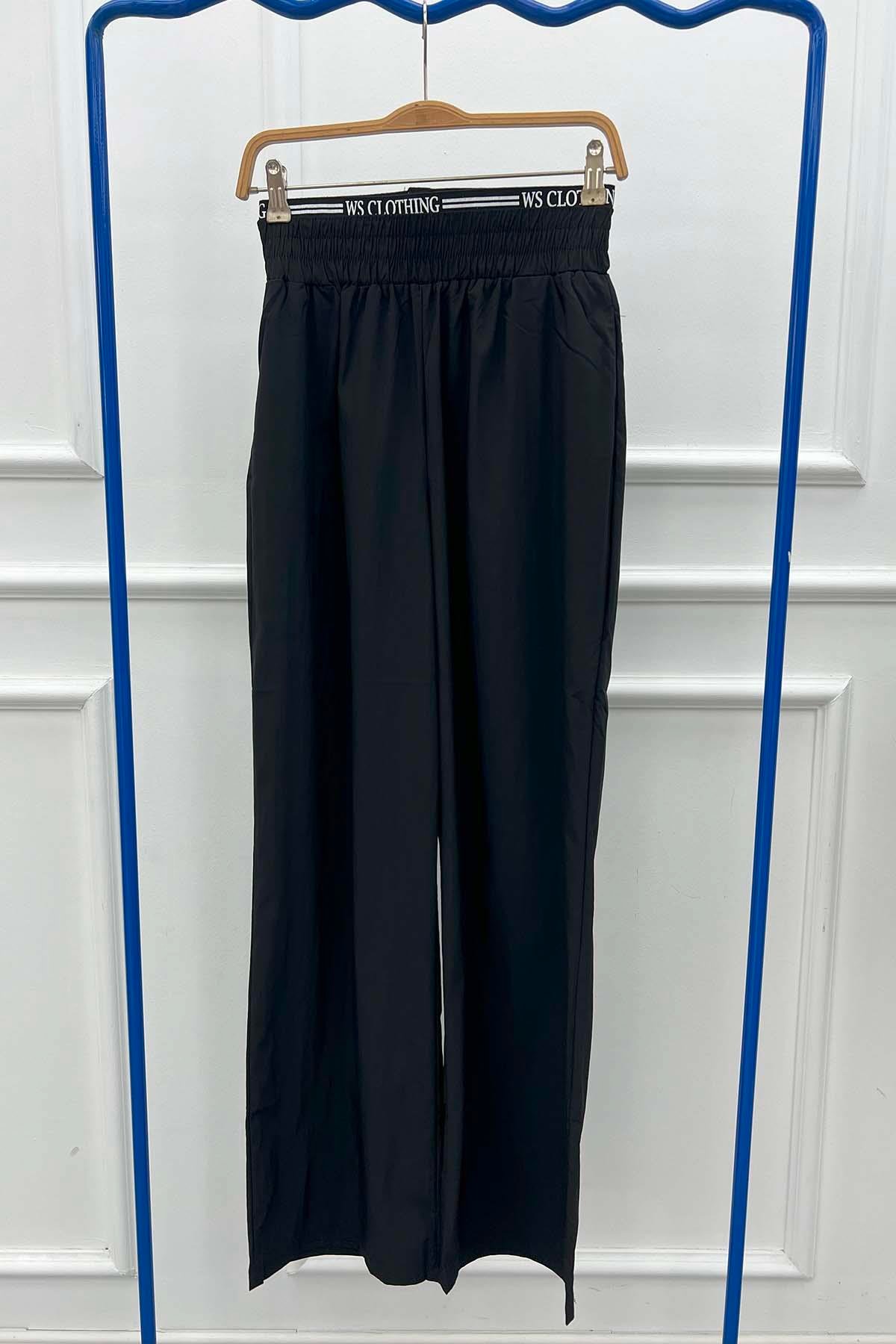 Bel Detaylı Pantalon Siyah