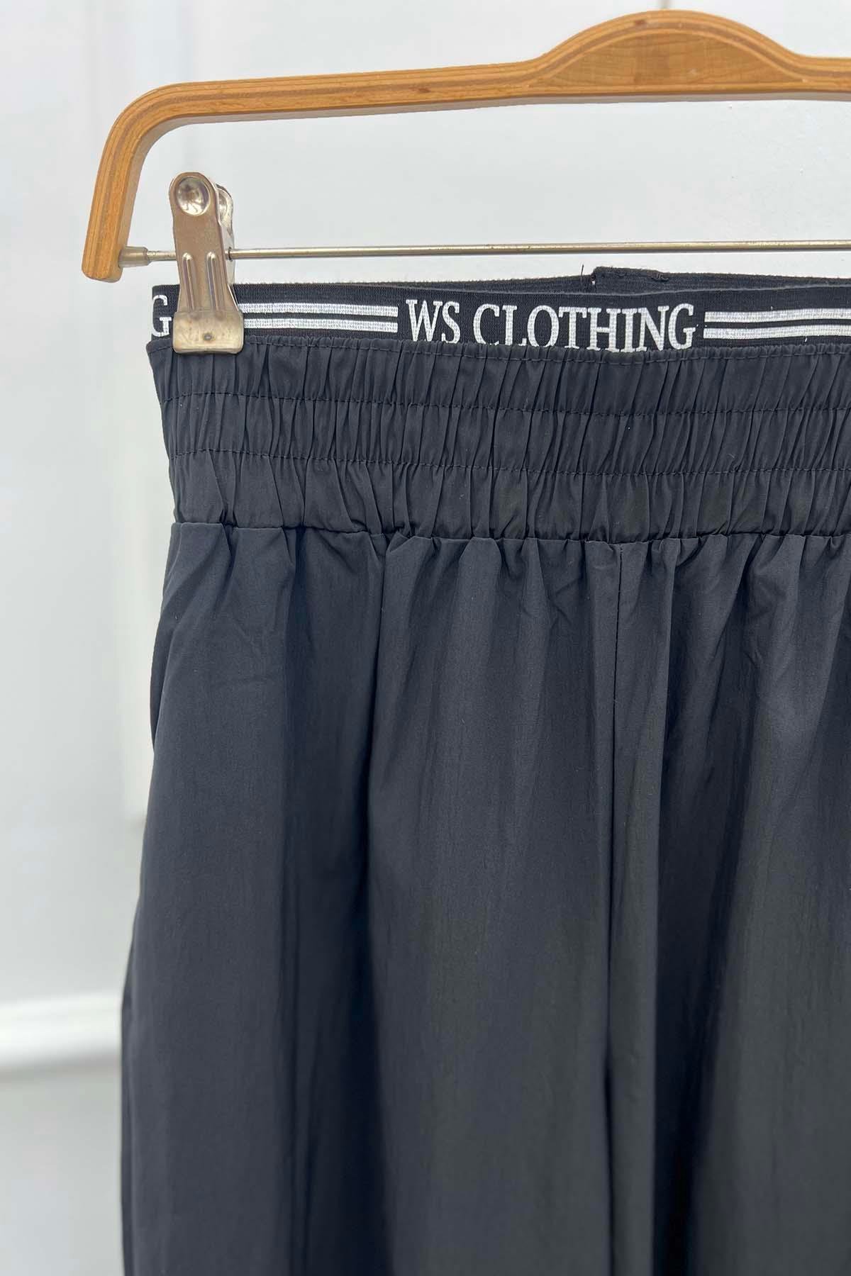 Bel Detaylı Pantalon Siyah
