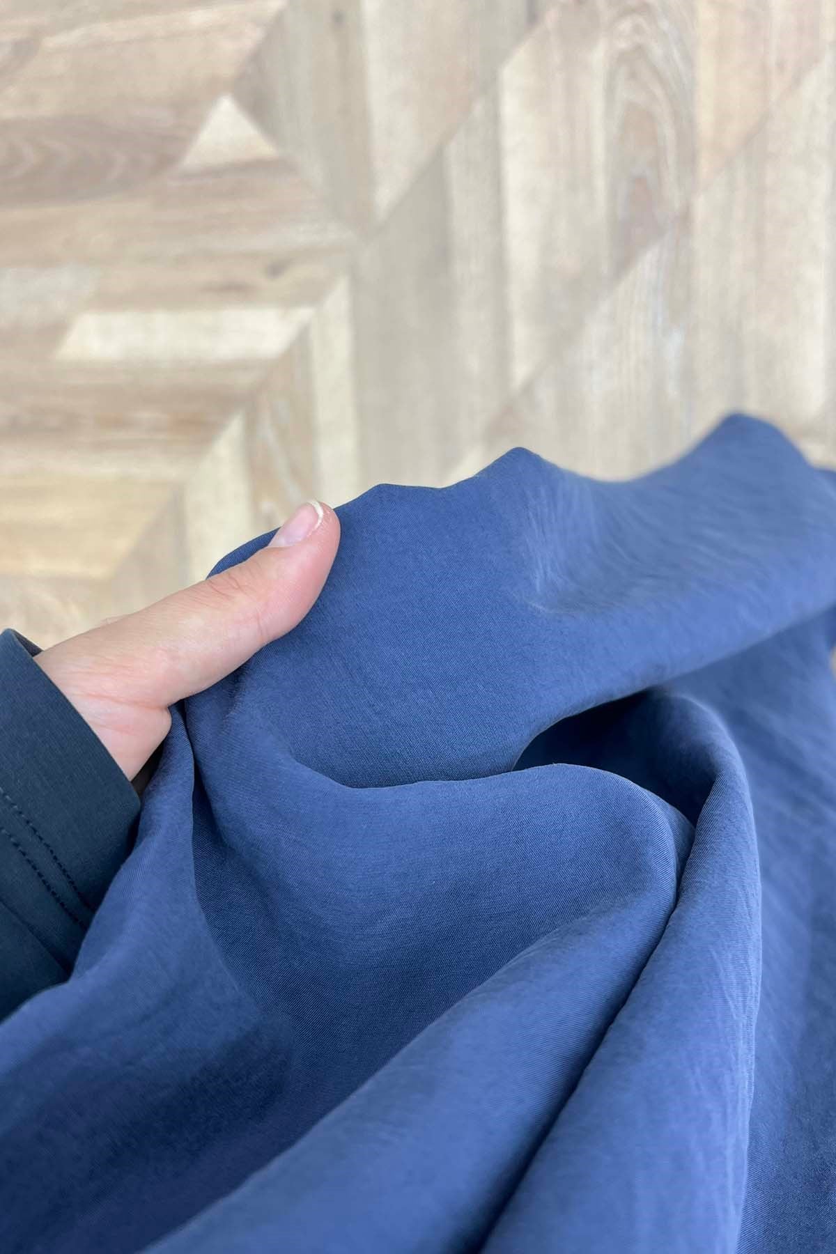 Bel Lastikli Dökümlü Modal Pantalon Lacivert