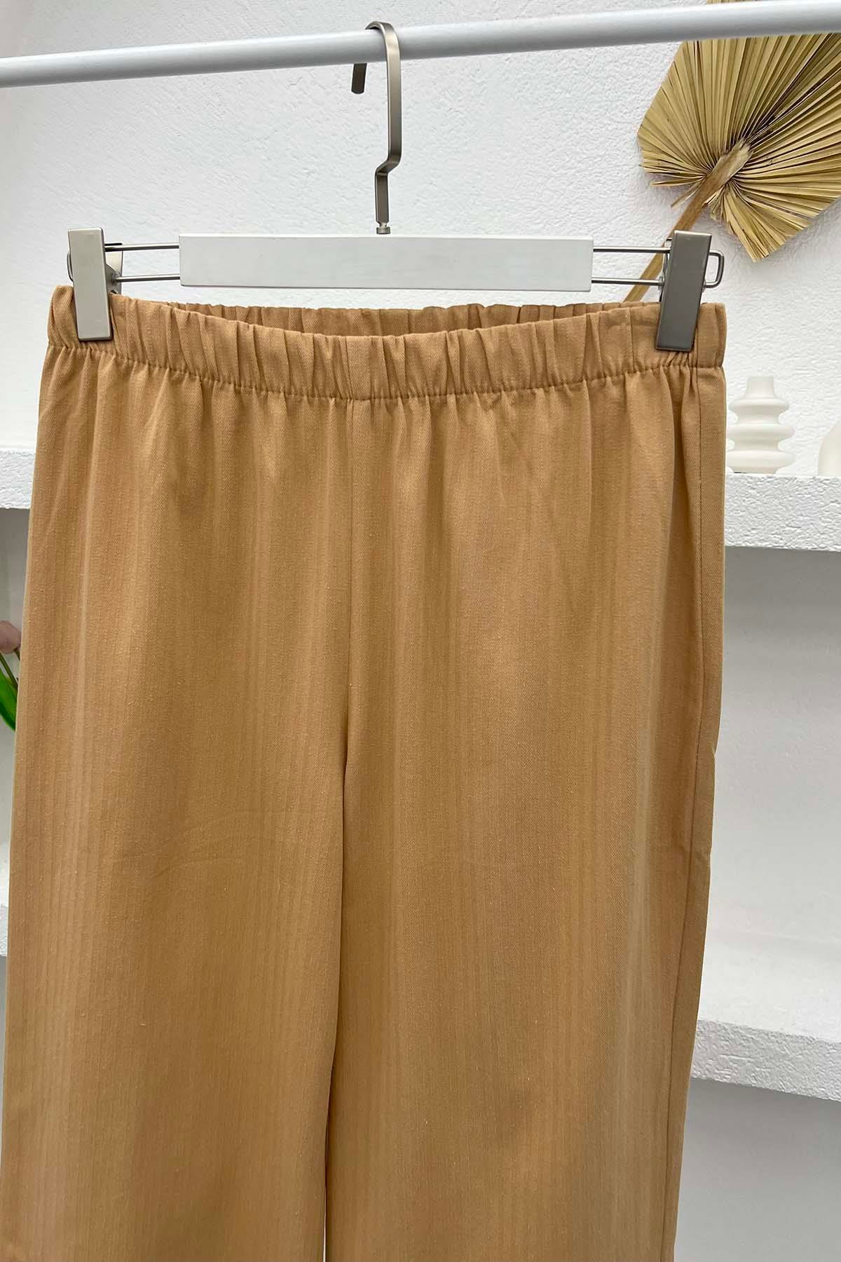 Bel Lastikli Kot Pantolon Camel