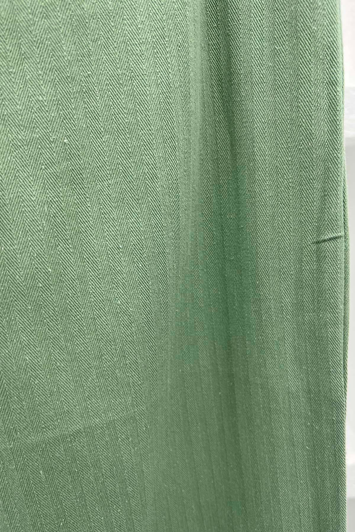 Bel Lastikli Kot Pantolon Küf Yeşili