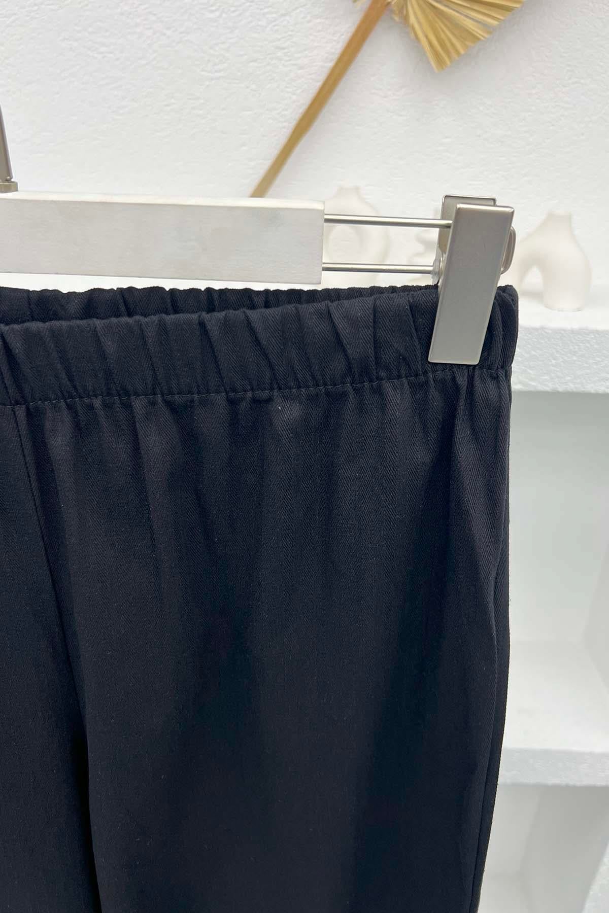 Bel Lastikli Kot Pantolon Siyah