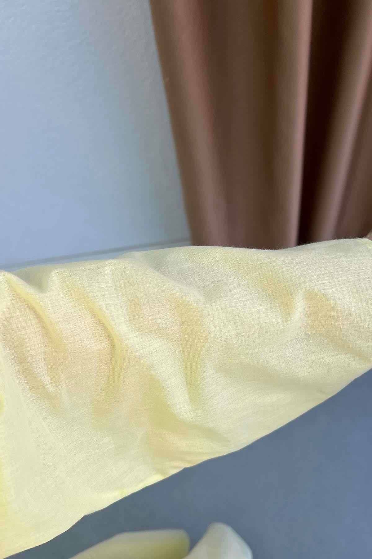 Bel Vurgulu Pileli Maksi Elbise Sarı