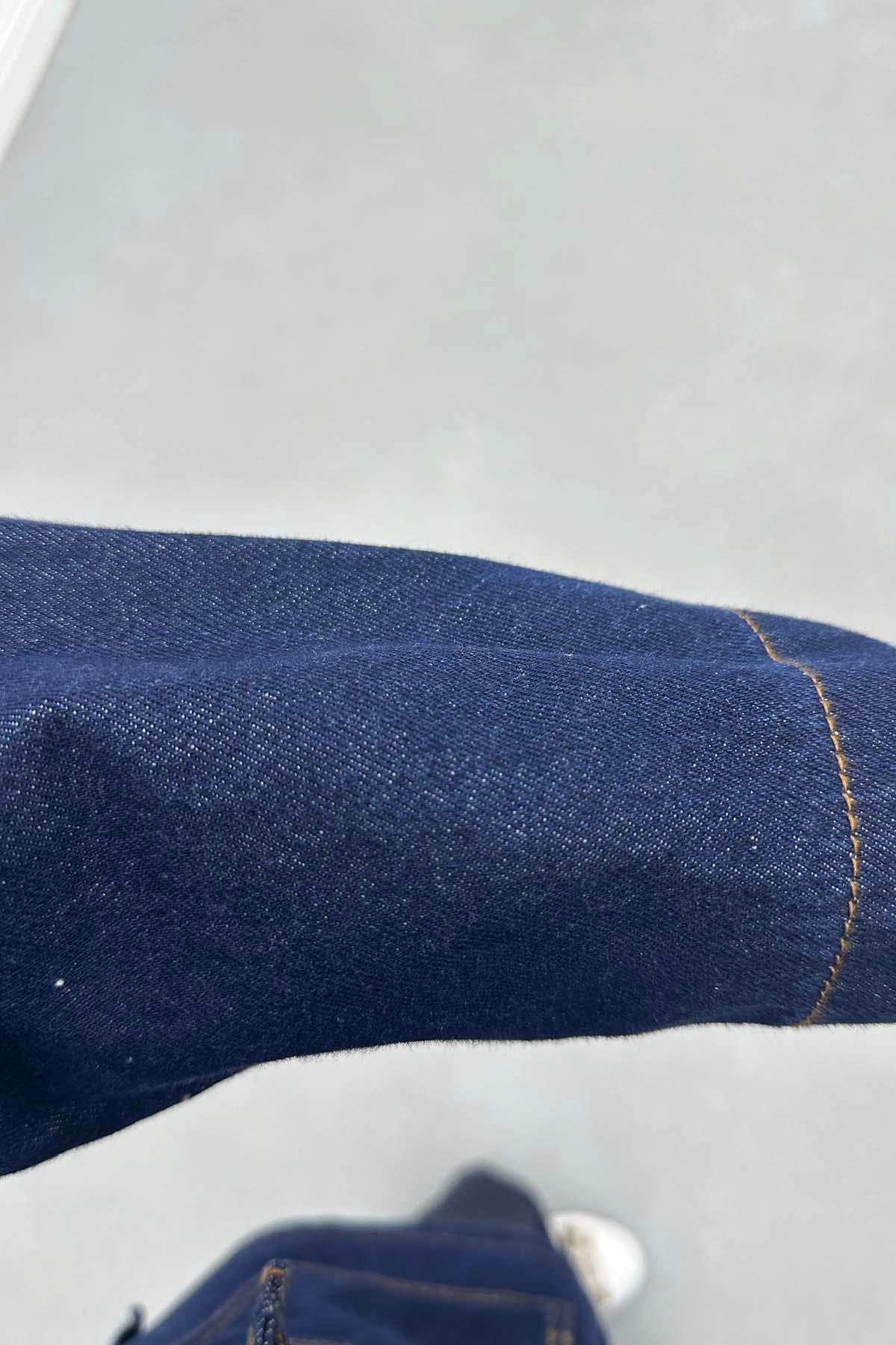 Belden Bağlamalı Denim Ceket Lacivert