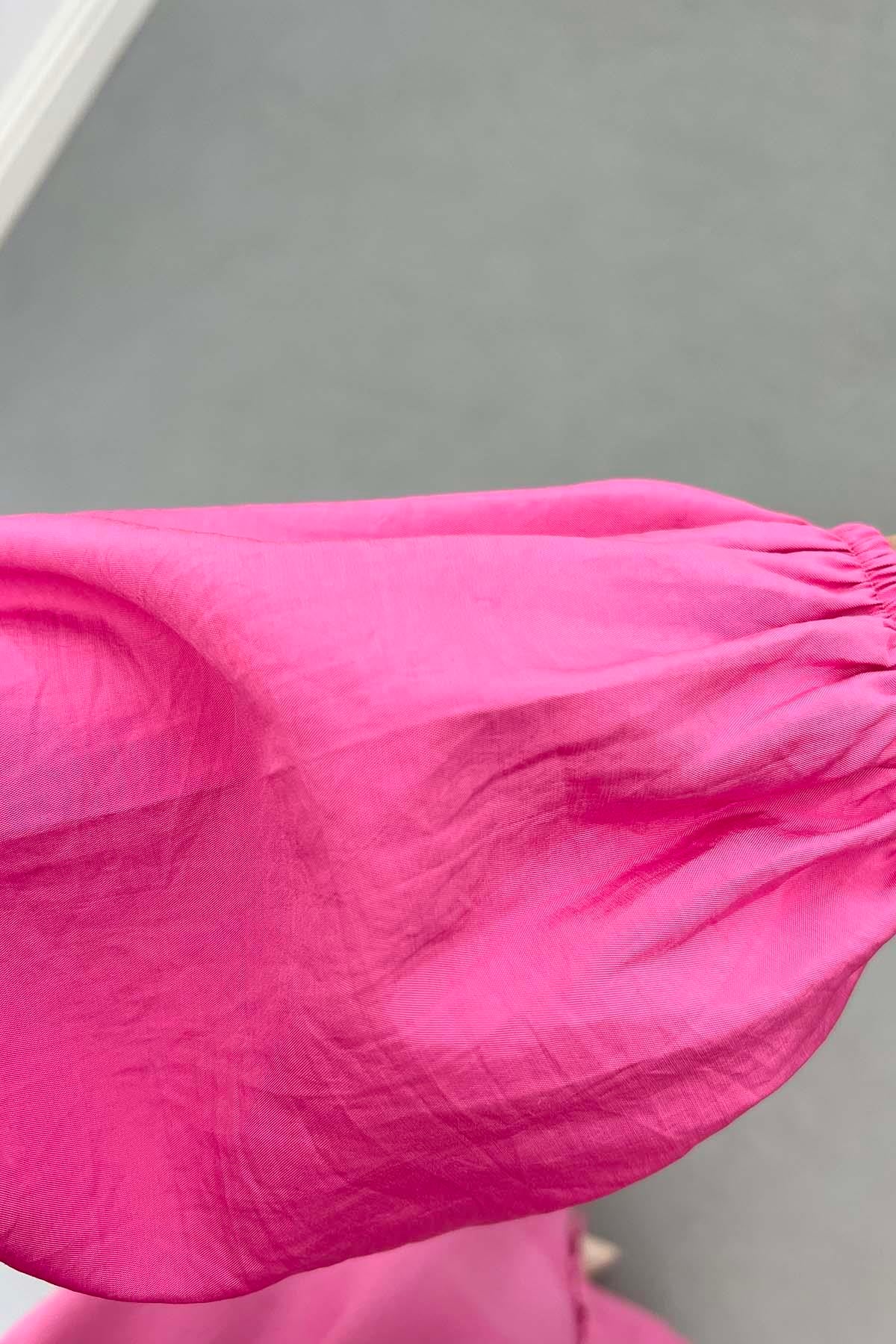Beli Bastikli Paraşüt Elbise Pembe
